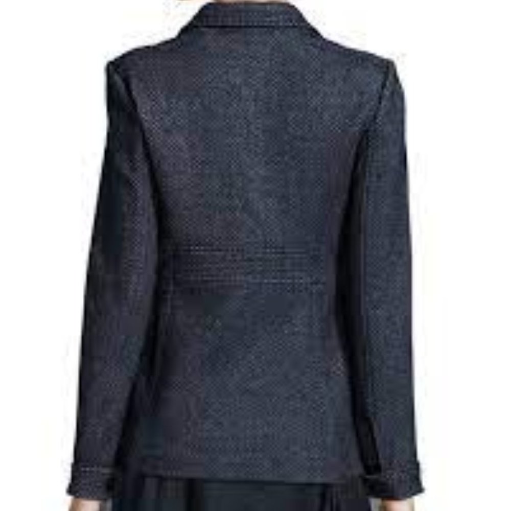 Marissa Webb Travis Herringbone Blazer, Slate Blue - M - Picture 2 of 10